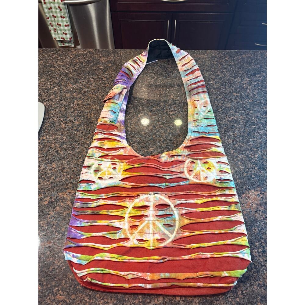India Boutique Red Tie-Dye Boho Cotton Shoulder/Crossbody Bag